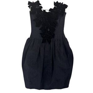 Vintage Lanvin Paris Womens Black Bonded Bow Appliqué  Bubble Cocktail Dress Sz
